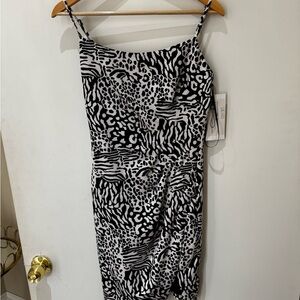 Chic Black and White Animal Print Dress